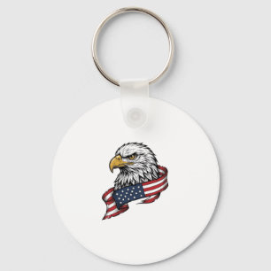 Vintage Engraved Eagle Patriotic Shirt Design_1 Keychain