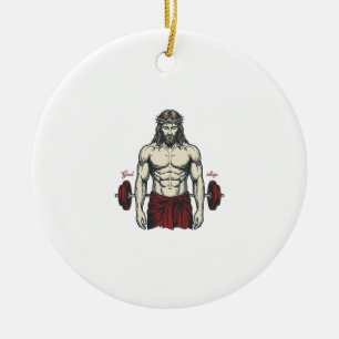 Vintage Engraved Faith Strength Graphic Design_1 Ceramic Ornament