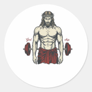 Vintage Engraved Faith Strength Graphic Design_1 Classic Round Sticker