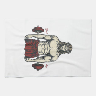 Vintage Engraved Faith Strength Graphic Design_1 Kitchen Towel
