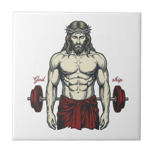 Vintage Engraved Faith Strength Graphic Design_1 Tile