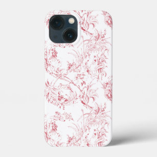 Vintage Engraved French Floral Fantasy Toile-Pink iPhone 13 Mini Case