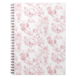 Vintage Engraved French Floral Fantasy Toile-Pink Notebook