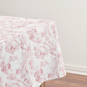 Vintage Engraved French Floral Fantasy Toile-Pink Tablecloth