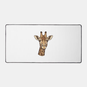 Vintage Engraved Giraffe Head Vector Design_1 Desk Mat
