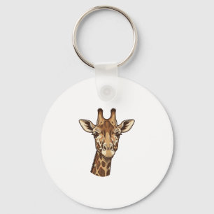 Vintage Engraved Giraffe Head Vector Design_1 Keychain