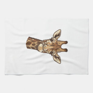 Vintage Engraved Giraffe Head Vector Design_1 Kitchen Towel