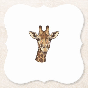 Vintage Engraved Giraffe Head Vector Design_1 Paper Coaster