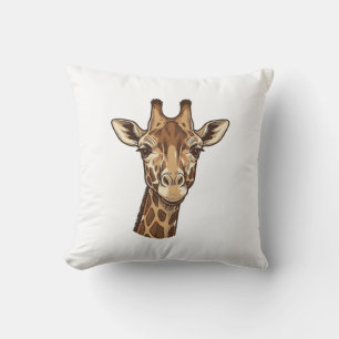 Vintage Engraved Giraffe Head Vector Design_1 Throw Pillow
