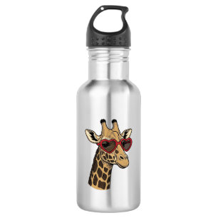 Vintage Engraved Giraffe Heart Sunglasses Design_1 532 Ml Water Bottle