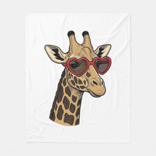Vintage Engraved Giraffe Heart Sunglasses Design_1 Fleece Blanket