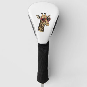 Vintage Engraved Giraffe Heart Sunglasses Design_1 Golf Head Cover