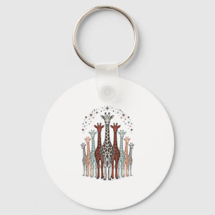 Vintage Engraved Giraffe Herd Safari Shirt Design_ Keychain
