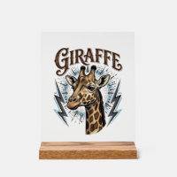 Vintage Engraved Giraffe Lightning T-Shirt Design_