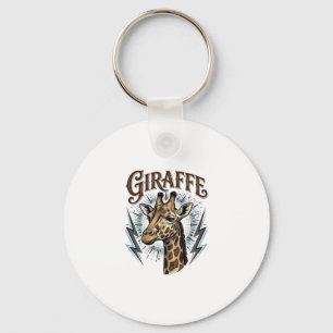 Vintage Engraved Giraffe Lightning T-Shirt Design_ Keychain