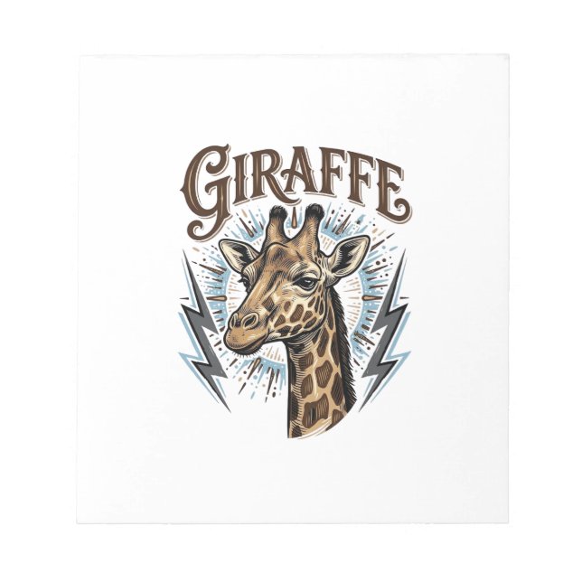 Vintage Engraved Giraffe Lightning T-Shirt Design_ Notepad (Front)