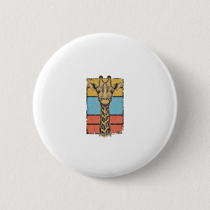 Vintage Engraved Giraffe Retro Stripes Shirt Desig 2 Inch Round Button