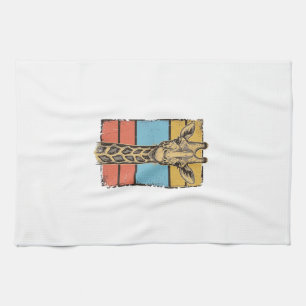 Vintage Engraved Giraffe Retro Stripes Shirt Desig Kitchen Towel