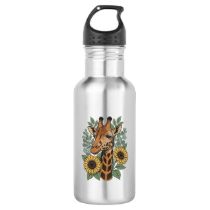 Vintage Engraved Giraffe Sunflower Floral Shirt_1 532 Ml Water Bottle