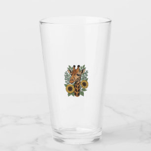 Vintage Engraved Giraffe Sunflower Floral Shirt_1 Glass