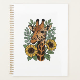 Vintage Engraved Giraffe Sunflower Floral Shirt_1 Planner