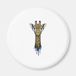 Vintage Engraved Giraffe With Glasses Design_1 Magnet