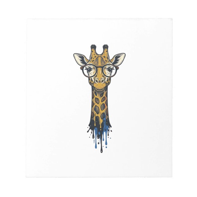 Vintage Engraved Giraffe With Glasses Design_1 Notepad (Front)