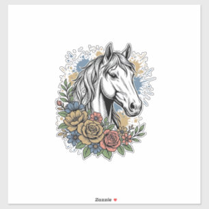 Vintage Engraved Horse Floral Vector Shirt Design_