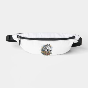 Vintage Engraved Horse Floral Vector Shirt Design_ Fanny Pack