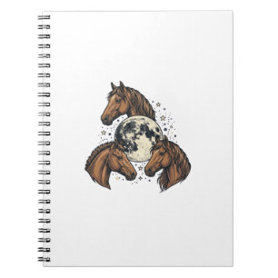 Vintage Engraved Horse Moon Vector T-Shirt Design_ Notebook