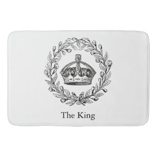 Vintage Engraved King's Crown and Laurel Wreath Bath Mat