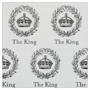 Vintage Engraved King's Crown and Laurel Wreath Fabric