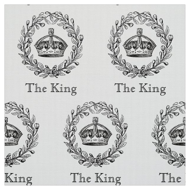 Vintage Engraved King's Crown and Laurel Wreath Fabric (Swatch)