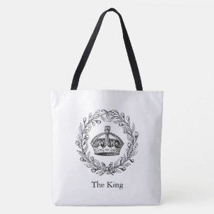Vintage Engraved King's Crown and Laurel Wreath Tote Bag