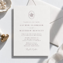 Vintage Engraved Oak Emblem Wedding Invitation