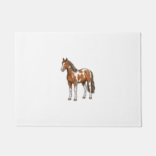Vintage Engraved Pinto Horse Vector Design_1 Doormat
