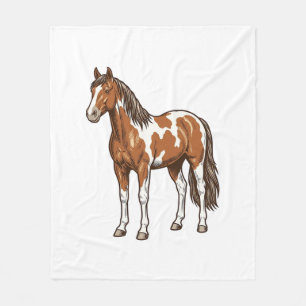 Vintage Engraved Pinto Horse Vector Design_1 Fleece Blanket