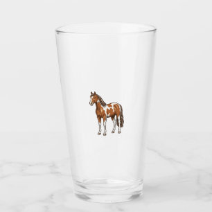 Vintage Engraved Pinto Horse Vector Design_1 Glass