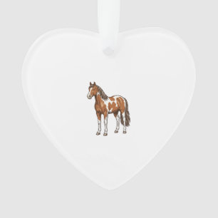 Vintage Engraved Pinto Horse Vector Design_1 Ornament