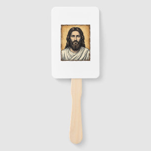 Vintage Engraved Religious Portrait Shirt Design_1 Hand Fan