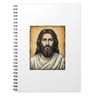 Vintage Engraved Religious Portrait Shirt Design_1 Notebook