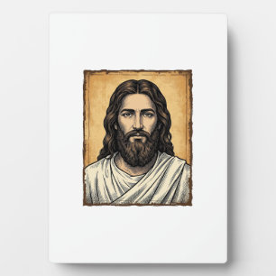 Vintage Engraved Religious Portrait Shirt Design_1 Plaque