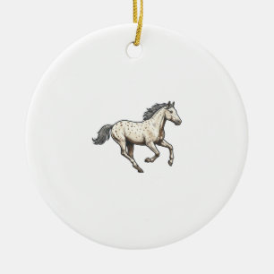 Vintage Engraved Running Appaloosa Horse Design_1 Ceramic Ornament