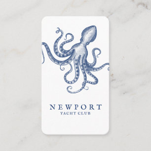 Vintage Engraved Style Octopus Ocean Theme White Business Card