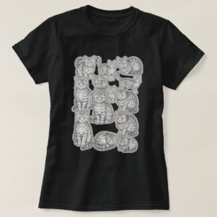 Vintage Engraved Tabby Cat Sticker Set T-Shirt