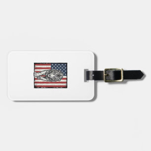 Vintage Engraved Tiger American Flag Patriotic Des Luggage Tag
