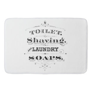 Vintage Engraved Toiletries Ad Typography Bath Mat