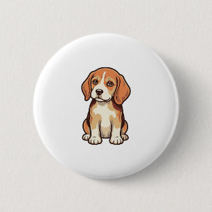 Vintage Engraving Beagle Puppy Vector Art_1 2 Inch Round Button