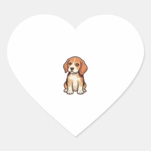 Vintage Engraving Beagle Puppy Vector Art_1 Heart Sticker