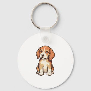 Vintage Engraving Beagle Puppy Vector Art_1 Keychain
